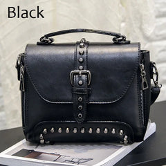 Vintage Messenger Bag Women Crossbody Rivet Handbag Motorcycle Bag