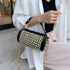 Women Rivet Diamonds Handbag PU Leather Crossbody Shoulder Bag