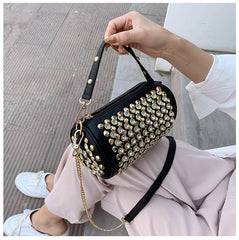 Women Rivet Diamonds Handbag PU Leather Crossbody Shoulder Bag
