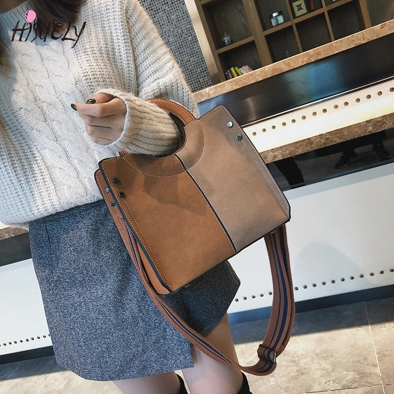 Vintage Leather Handbag Ladies Shoulder Bag Crossbody Large Capacity Tote