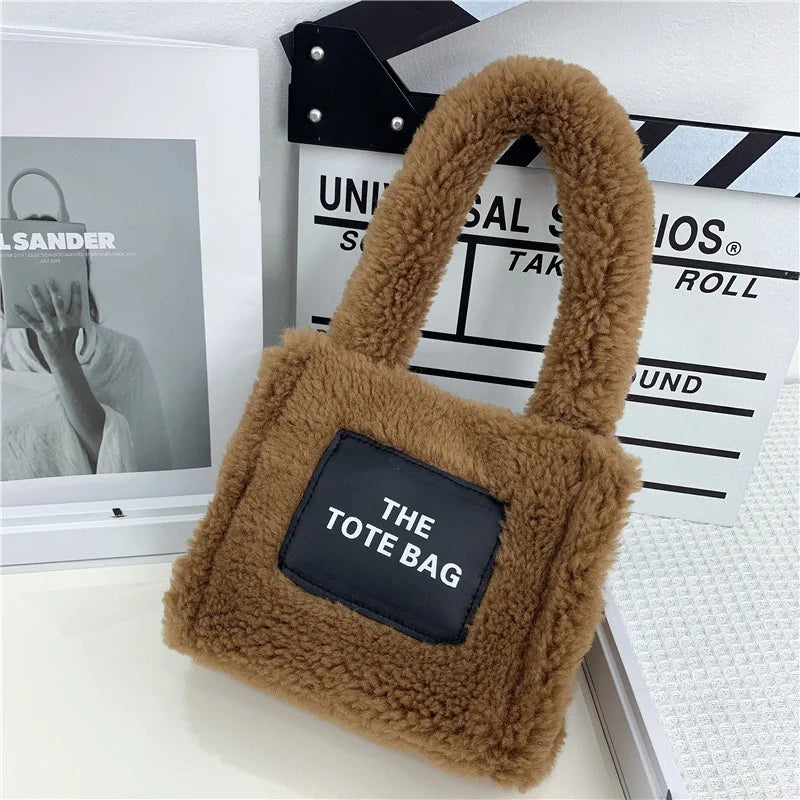 Women's Lamb Wool Plush Bag Autumn Winter Ins Mini Tote Handbag