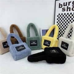 Women's Lamb Wool Plush Bag Autumn Winter Ins Mini Tote Handbag