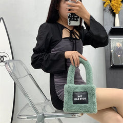 Women's Lamb Wool Plush Bag Autumn Winter Ins Mini Tote Handbag