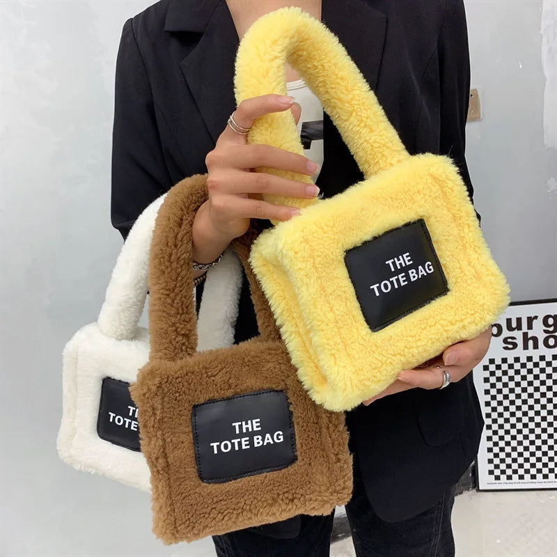 Women's Lamb Wool Plush Bag Autumn Winter Ins Mini Tote Handbag