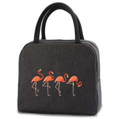 Flamingo Print Insulated Lunch Bag for Women and Kids