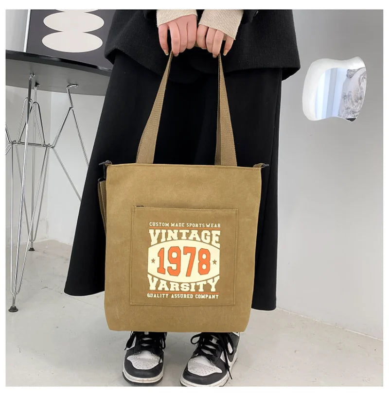 Women's Canvas Messenger Bag Casual Large Capacity Vintage Tote Crossbody