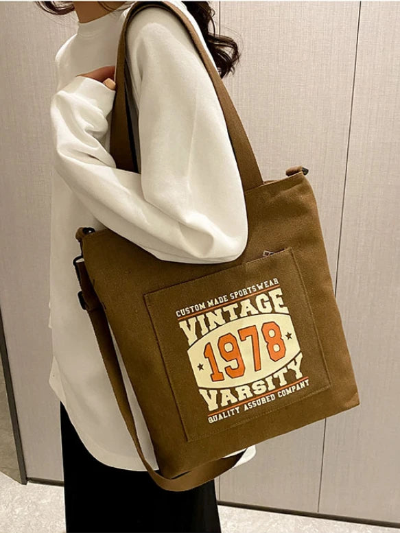 Women's Canvas Messenger Bag Casual Large Capacity Vintage Tote Crossbody
