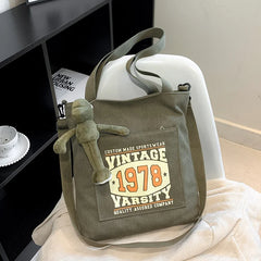 Women's Canvas Messenger Bag Casual Large Capacity Vintage Tote Crossbody