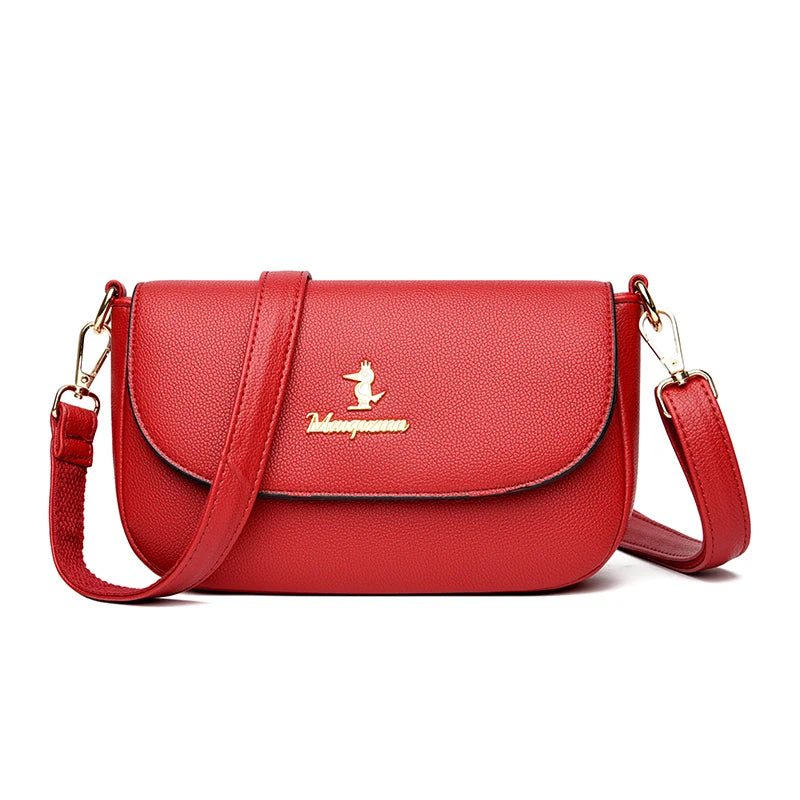 Women's High PU Leather Messenger Bag Flap Handbag