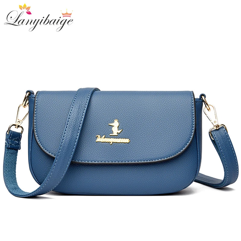 Women's High PU Leather Messenger Bag Flap Handbag