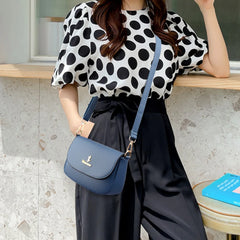 Women's High PU Leather Messenger Bag Flap Handbag