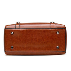 Women Oil Wax Leather Handbags High Shoulder Bags
