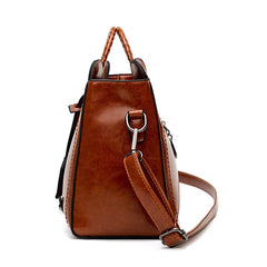 Women Oil Wax Leather Handbags High Shoulder Bags