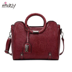 Women Oil Wax Leather Handbags High Shoulder Bags