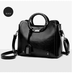 Women Oil Wax Leather Handbags High Shoulder Bags