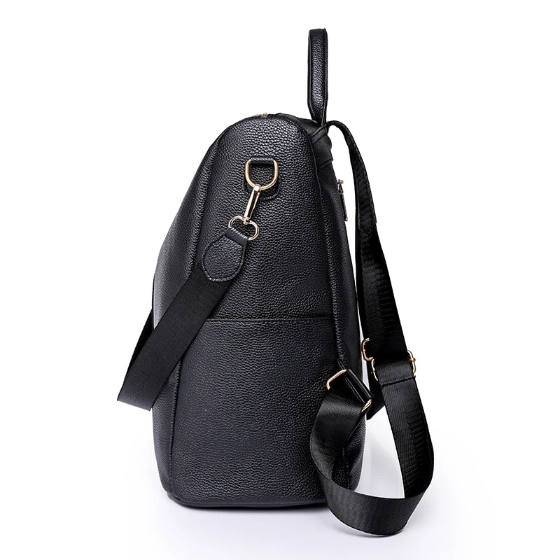 PU Ladies Strap Shoulder Bag Large Travel Backpack Letters Backpack