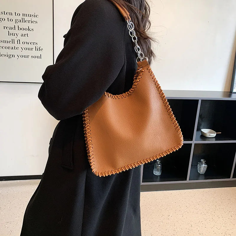 Soft Messager Girls Women Shoulder Bags Chain PU Leather Zipper Multi-function T