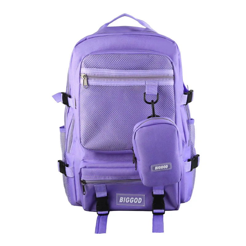Waterproof Nylon School Backpack for Teenage Girls Large Capacity Men Travel Bag