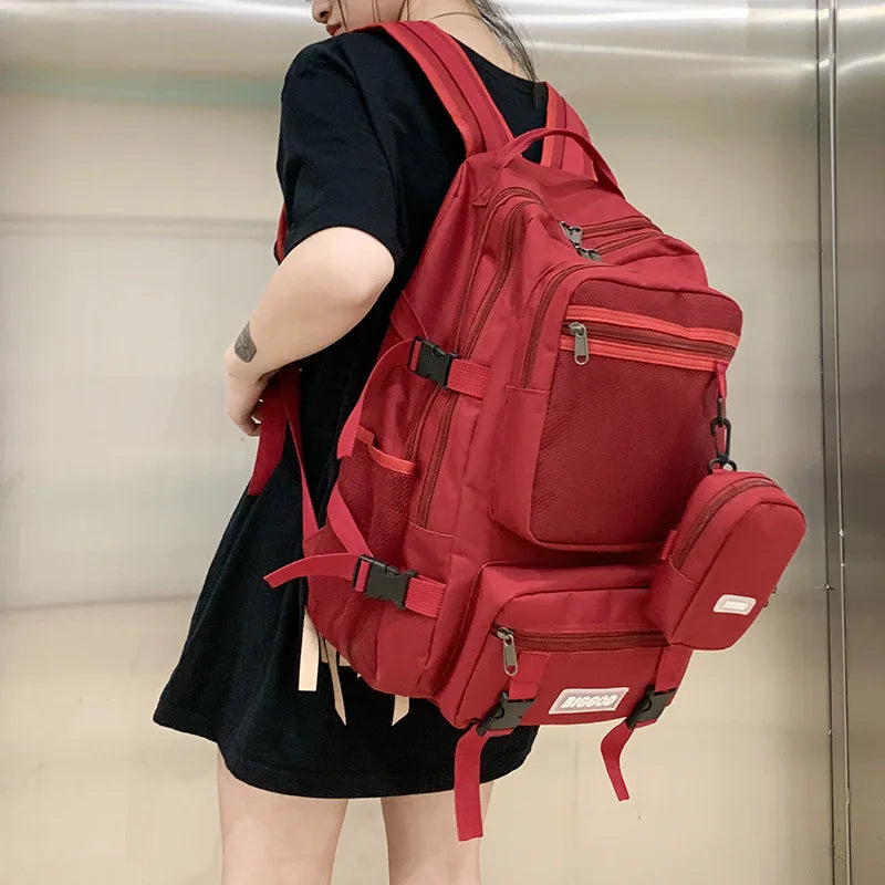 Waterproof Nylon School Backpack for Teenage Girls Large Capacity Men Travel Bag