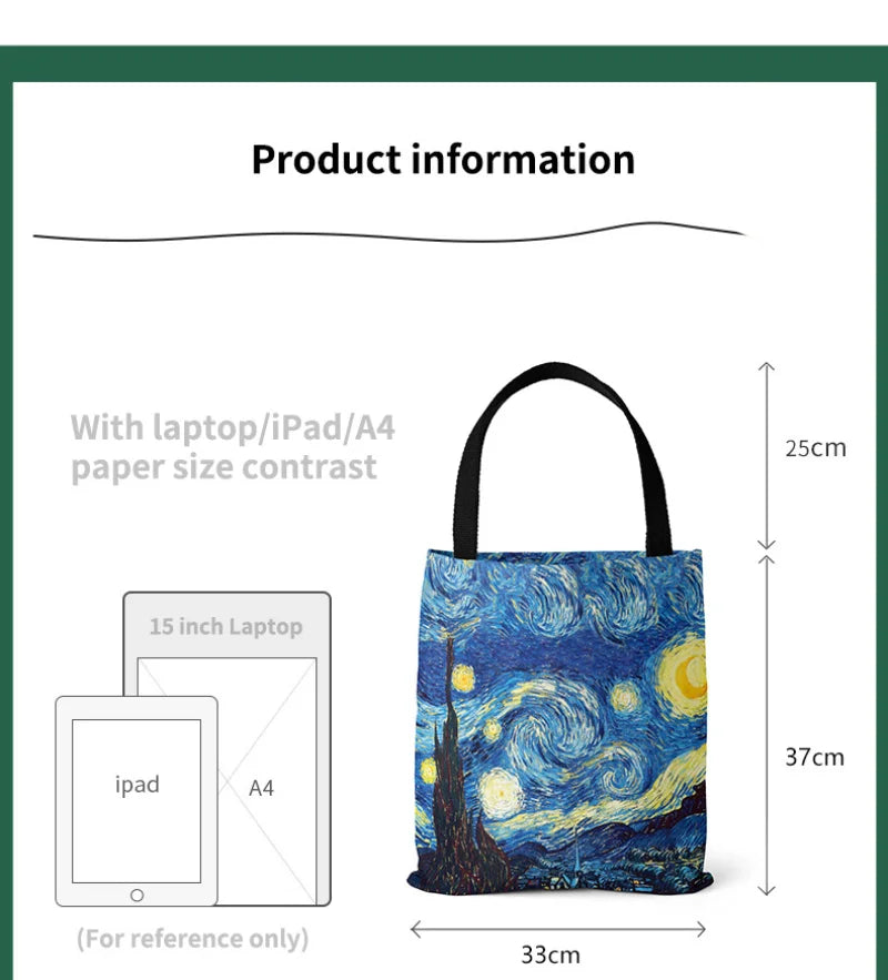 Oil Painting Tote Bag Lady Canvas Bag Beach Bag