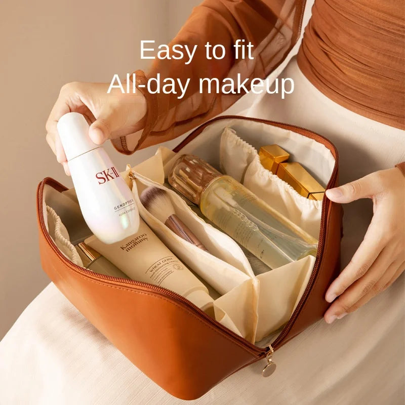 Large Travel Cosmetic Bag PU Pillow Bag Toiletry Bags