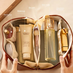 Large Travel Cosmetic Bag PU Pillow Bag Toiletry Bags