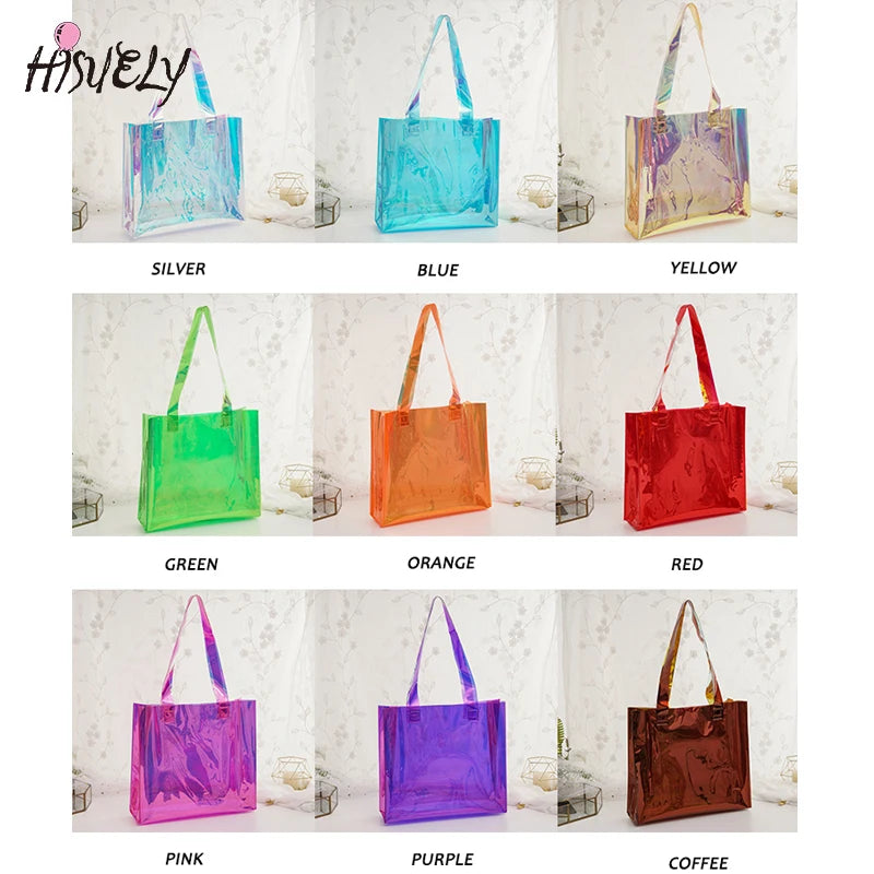 Transparent PVC Laser Holographic Tote Handbag