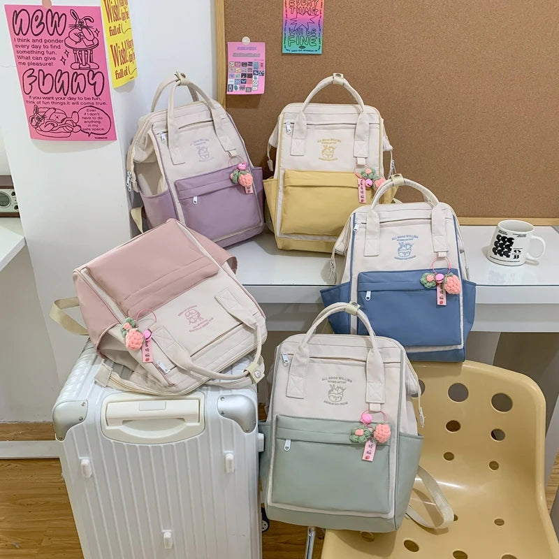 Nylon Backpack for Women and Girls, Travel School Bag for Teenage Girls