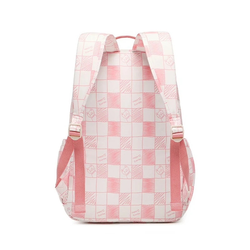 Pink Plaid School Bag for Girls Mochilas Backpack Girl Para Estudiantes