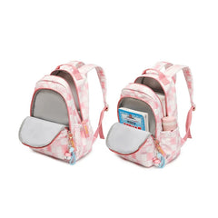 Pink Plaid School Bag for Girls Mochilas Backpack Girl Para Estudiantes