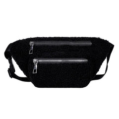 Plush Women's Waist Bag Solid Shoulder Crossbody Chest Bag