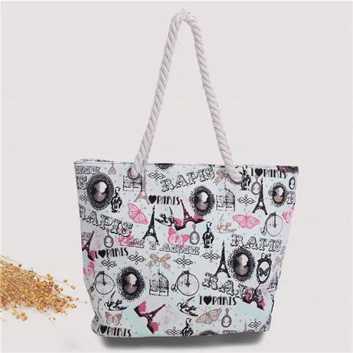 Printed Trees Canvas Shoulder Bags Large Beach Holiday Tote