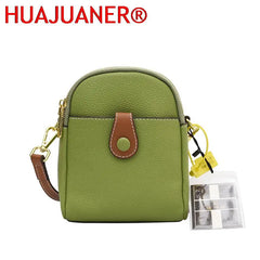 Real Cow Leather Women's Mini Messenger Bag Purse Girls Phone Bag