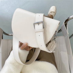 Vintage Leather Saddle Bag Women's Crossbody Handbag