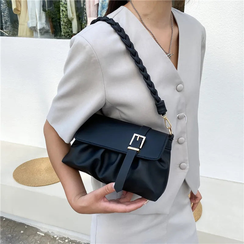 Retro Lady Flip-top Bag Soft Leather One Shoulder Bag Hand Bags For Women