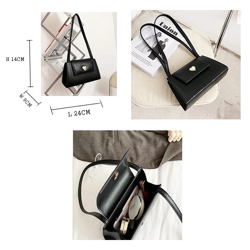 Retro Women Small Shoulder Bag Red Wine Vintage PU Leather Tote Purse Handbag