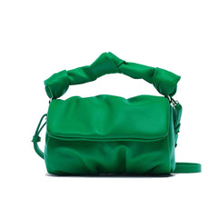 Ruched Women Handbags Soft PU Leather Crossbody Bag Green