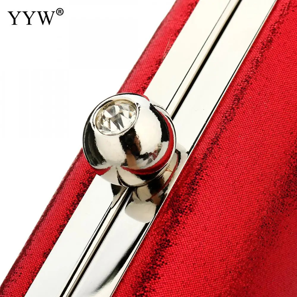 Red Silver Clutch Bag for Women Evening Party Wedding Purse