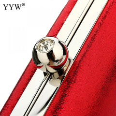 Red Silver Clutch Bag for Women Evening Party Wedding Purse