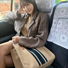 Vintage Striped Tote Bag for Women