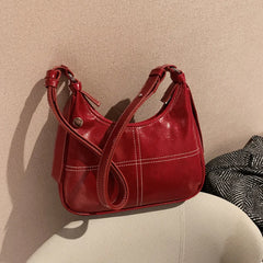 Retro Textured PU Leather Women Shoulder Bag