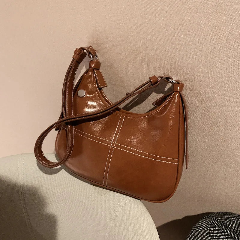 Retro Textured PU Leather Women Shoulder Bag