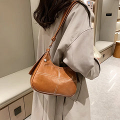 Retro Textured PU Leather Women Shoulder Bag