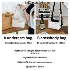 Soft PU Leather Women's Underarm Bag Retro Motorcyclist Female Purse