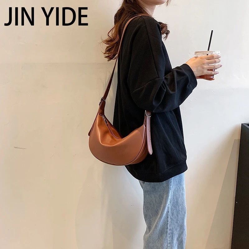 Large Capacity Solid Chest Bag for Women Travel Crossbody Half Moon Belt Bag