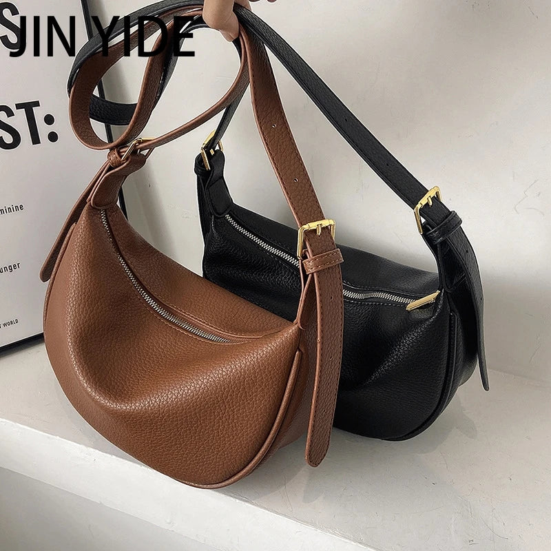 Large Capacity Solid Chest Bag for Women Travel Crossbody Half Moon Belt Bag