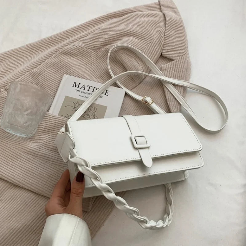 Small Square Crossbody Bag PU Leather Shoulder Bag for Women