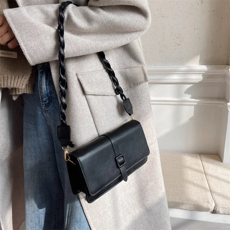 Small Square Crossbody Bag PU Leather Shoulder Bag for Women