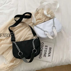 Vintage Nylon Chain Crossbody Bag Women Casual Shoulder Messenger Bags