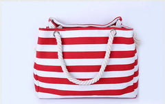 Stripe Shoulder Handbag Rough Striped Beach Bag